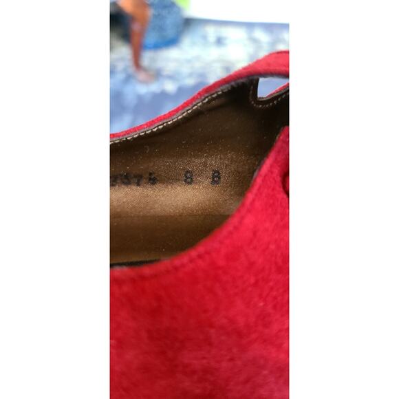 Vintage Kenneth Cole Red Suede Row Bow Flats Size 8 - Picture 8 of 9